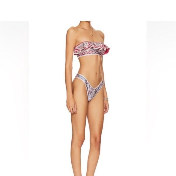 NWT ZIMMERMANN Vitali paisley-print ruffled bandeau bikini, size 4/XL - Picture 12 of 14